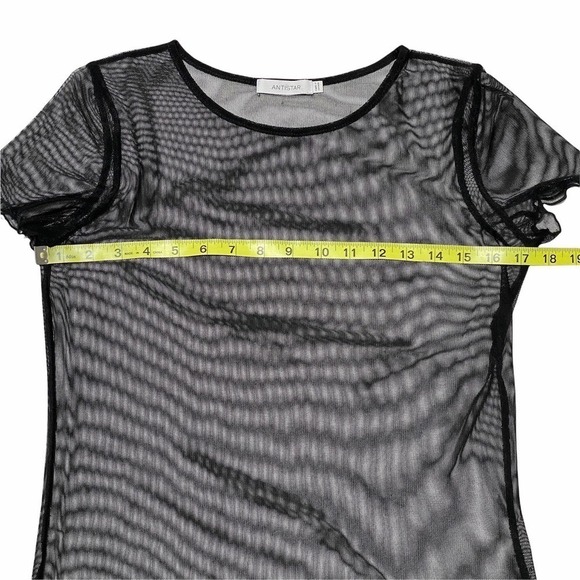 ANTISTAR Sheer Mesh Black Short Sleeve T-Shirt - Picture 7 of 10